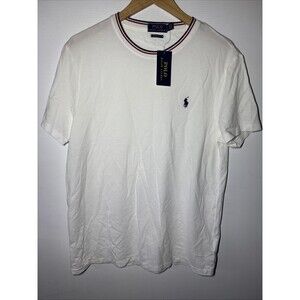Large NWT Polo Ralph Lauren Cotton Embroidered Logo shirt White custom slim fit